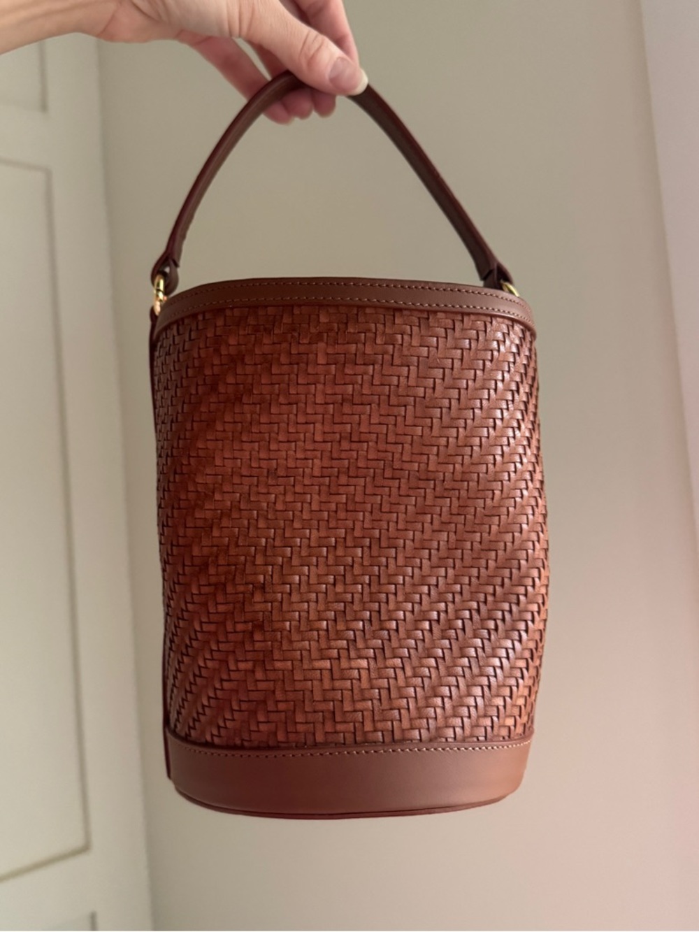 PARIS/64 Brown Woven Mini Bucket Bag - Picture 3 of 6